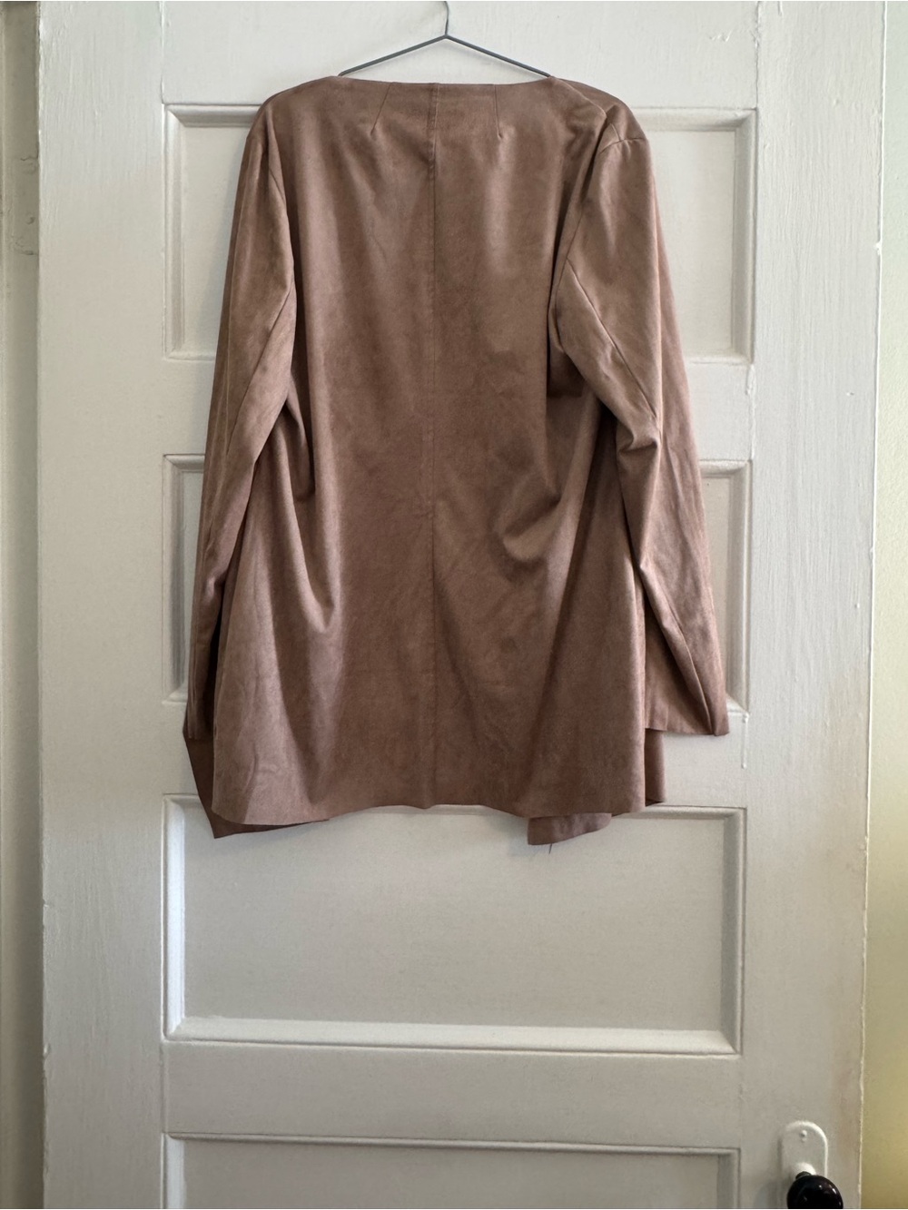 KUT FROM THE KLOTH Faux Suede Taupe Draped Open-Front Women's Jacket - Size XL - Picture 3 of 8